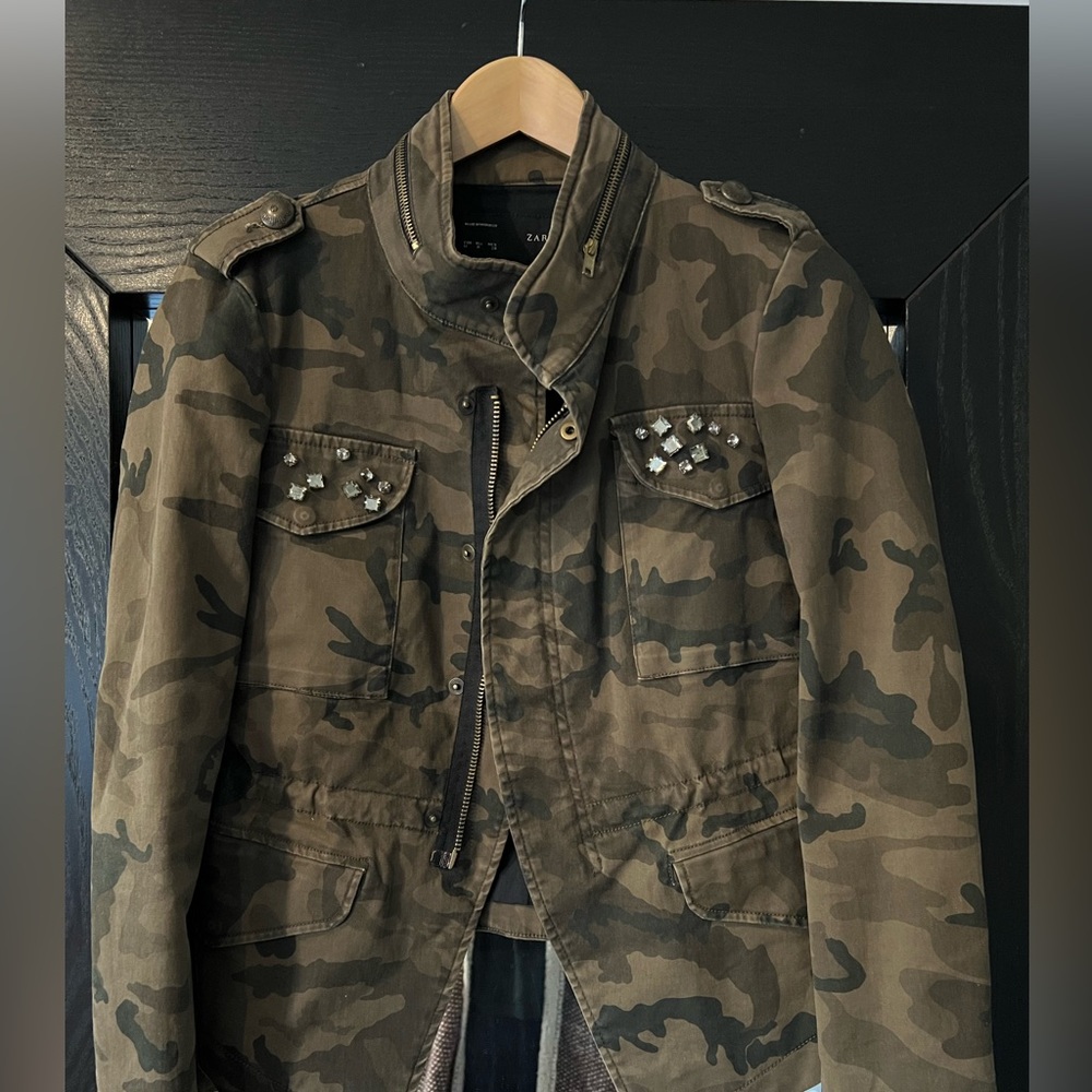 Zara Basic Camouflage Blazer/Jacket With Rhinesto… - image 2